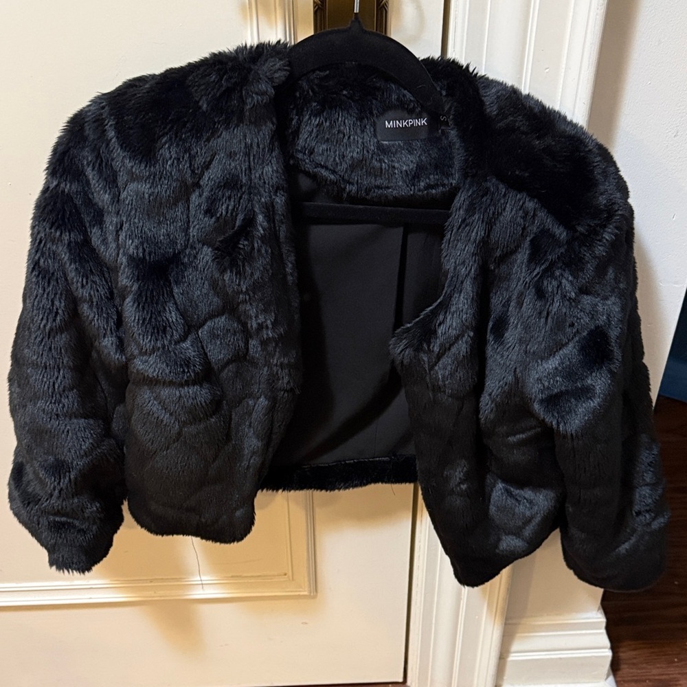 MINKPINK Midnight Black Teddy Jacket